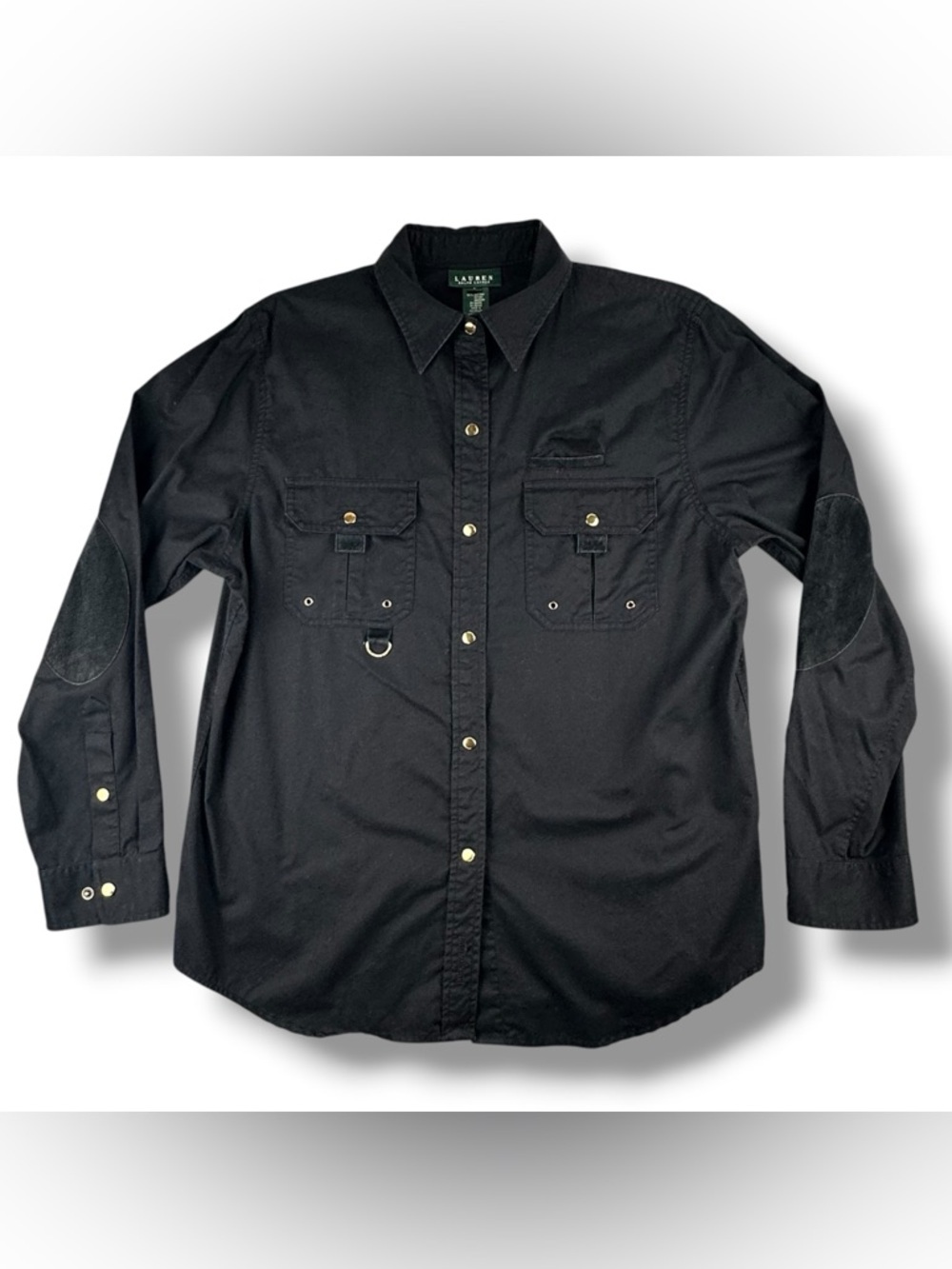 Lauren Ralph Lauren Safari Outfitters Shirt Black Cotton Large Back Country Util
